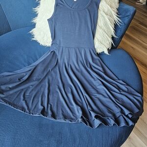 LuLaRoe Nicki Navy Blue Sleeveless Dress